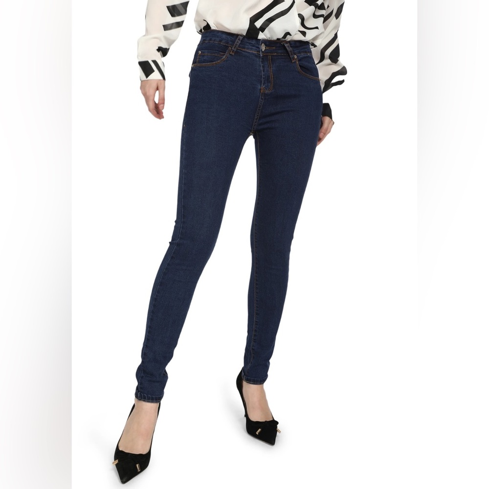 Lulu & Sky Dark Blue Skinny Jeans - Picture 1 of 7